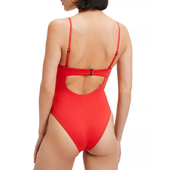 Good American Showoff Underwire One Piece Swimsuit Bright Poppy NWT - Picture 4 of 5